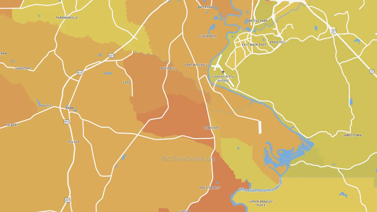 Fort Mitchell, AL Map of Vehicle Theft Rates