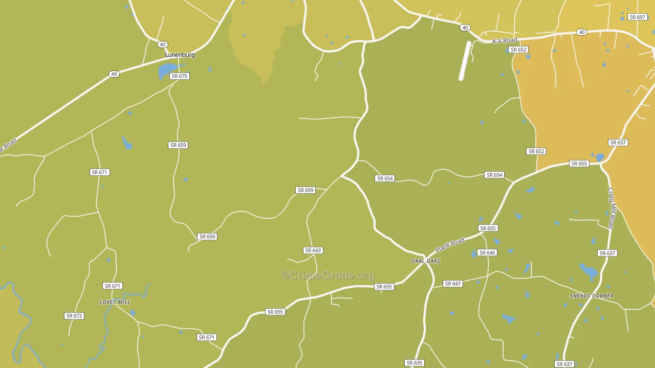 Fort Mitchell, VA Map of Vehicle Theft Rates