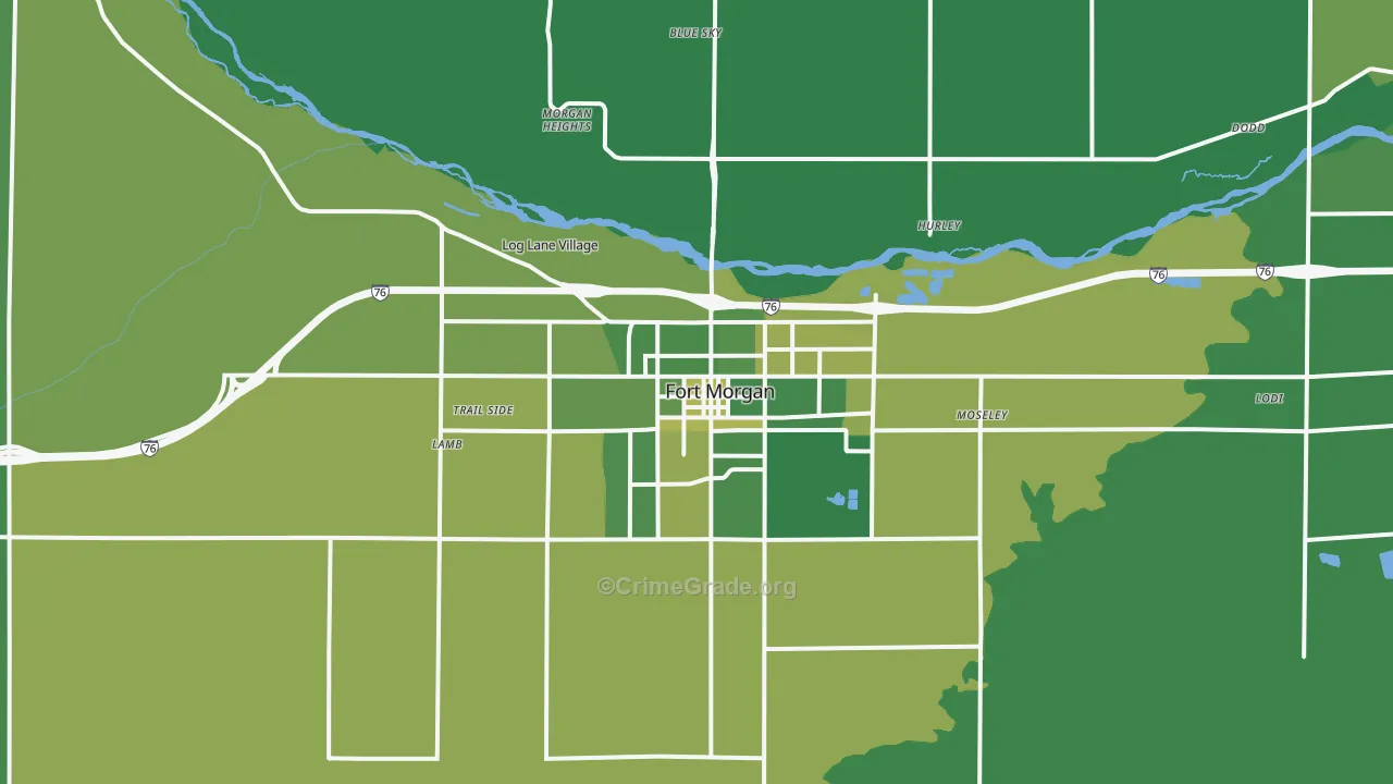 Fort Morgan, CO Map of Vehicle Theft Rates