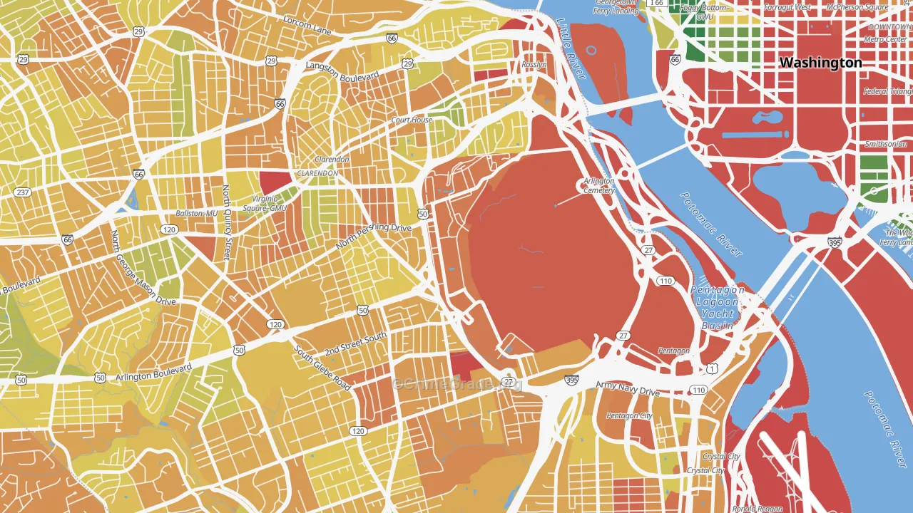 Fort Myer, VA Map of Vehicle Theft Rates