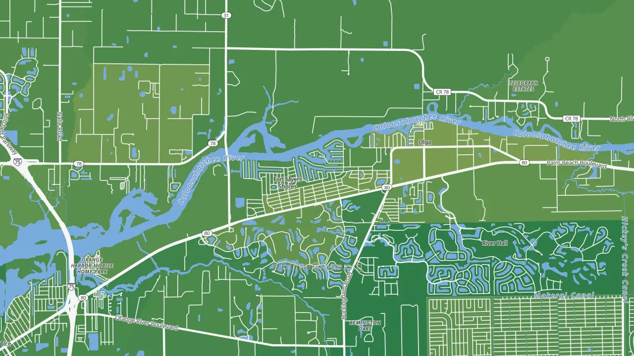 Fort Myers Shores, FL Map of Vehicle Theft Rates