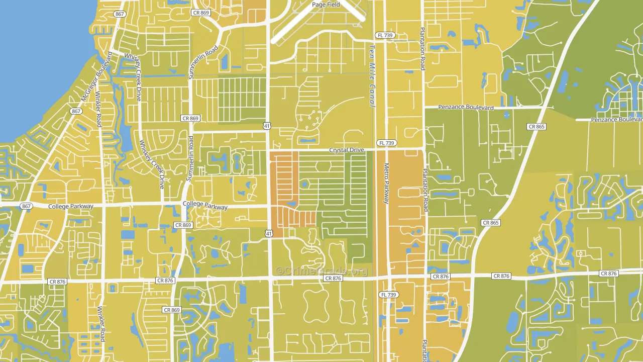 Fort Myers Villas, Villas, FL Map of Vehicle Theft Rates