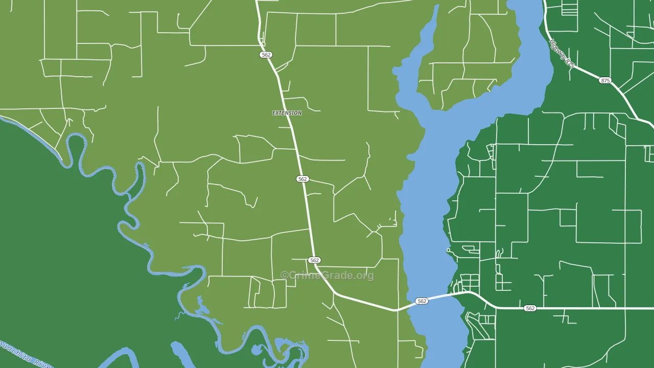 Fort Necessity, LA Map of Vehicle Theft Rates