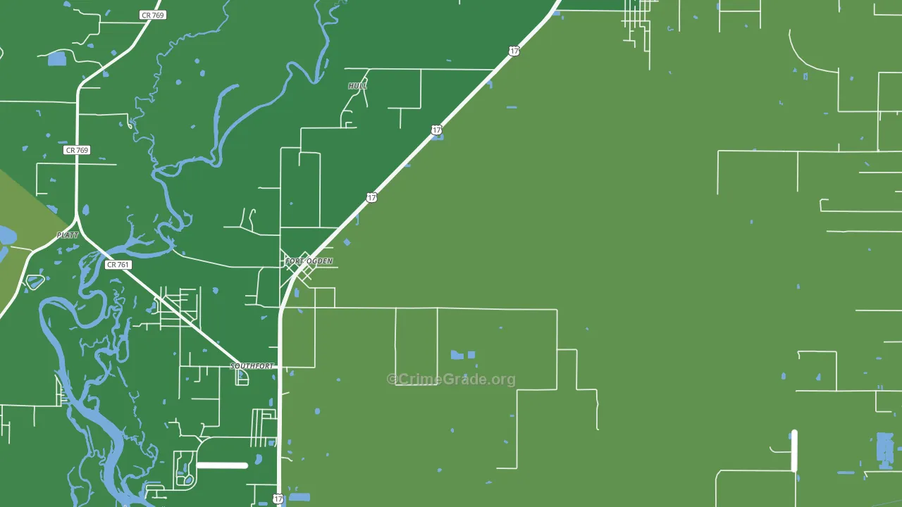 Fort Ogden, FL Map of Vehicle Theft Rates