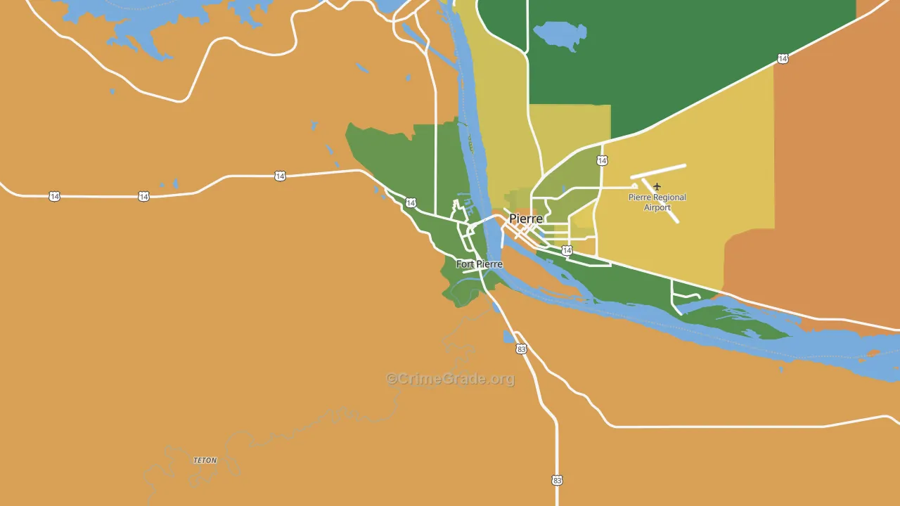 Fort Pierre, SD Map of Vehicle Theft Rates