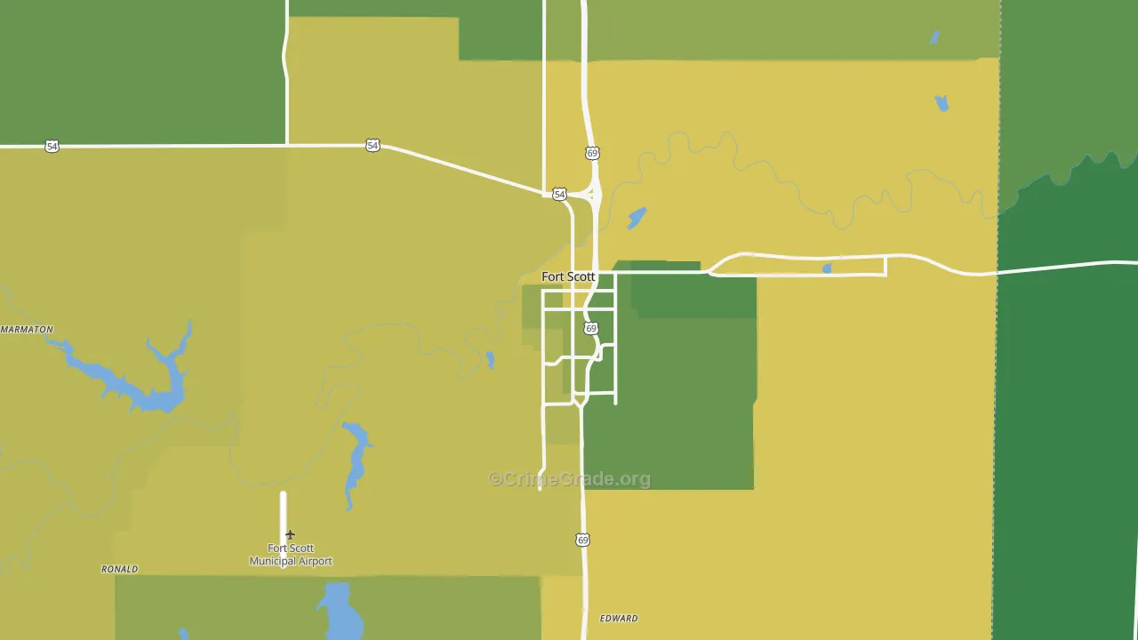 Fort Scott, KS Map of Vehicle Theft Rates