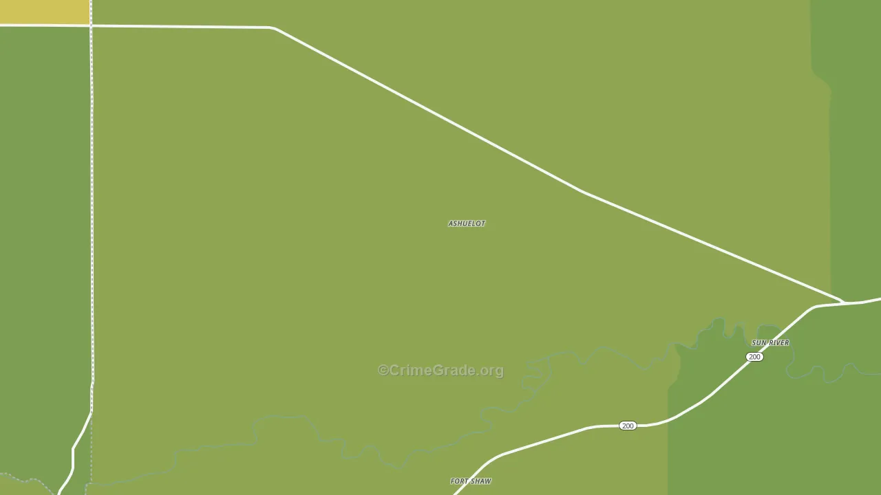 Fort Shaw, MT Map of Vehicle Theft Rates