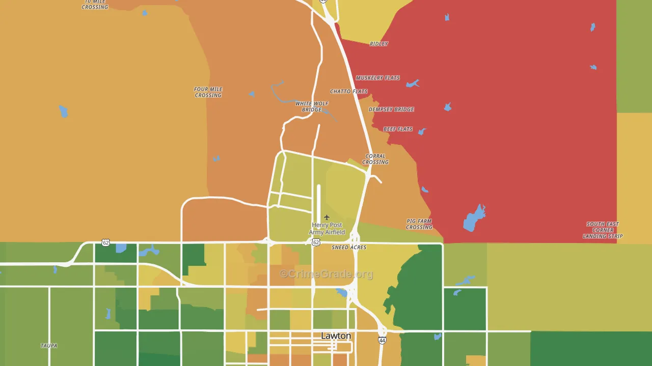 Fort Sill, OK Map of Vehicle Theft Rates
