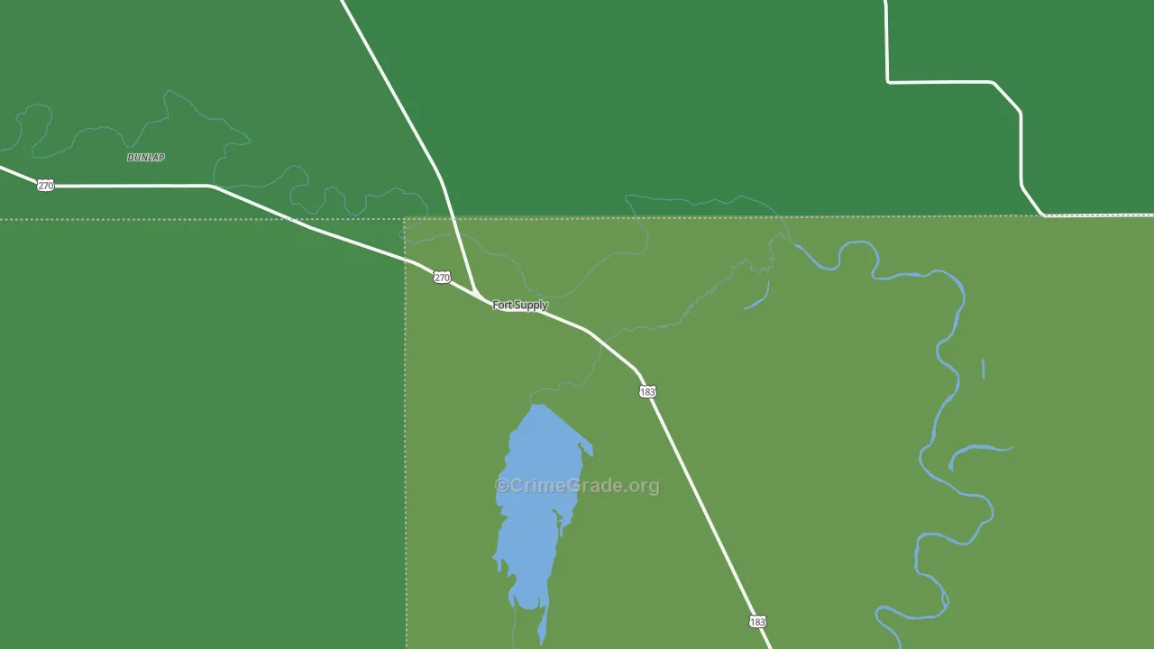 Fort Supply, OK Map of Vehicle Theft Rates