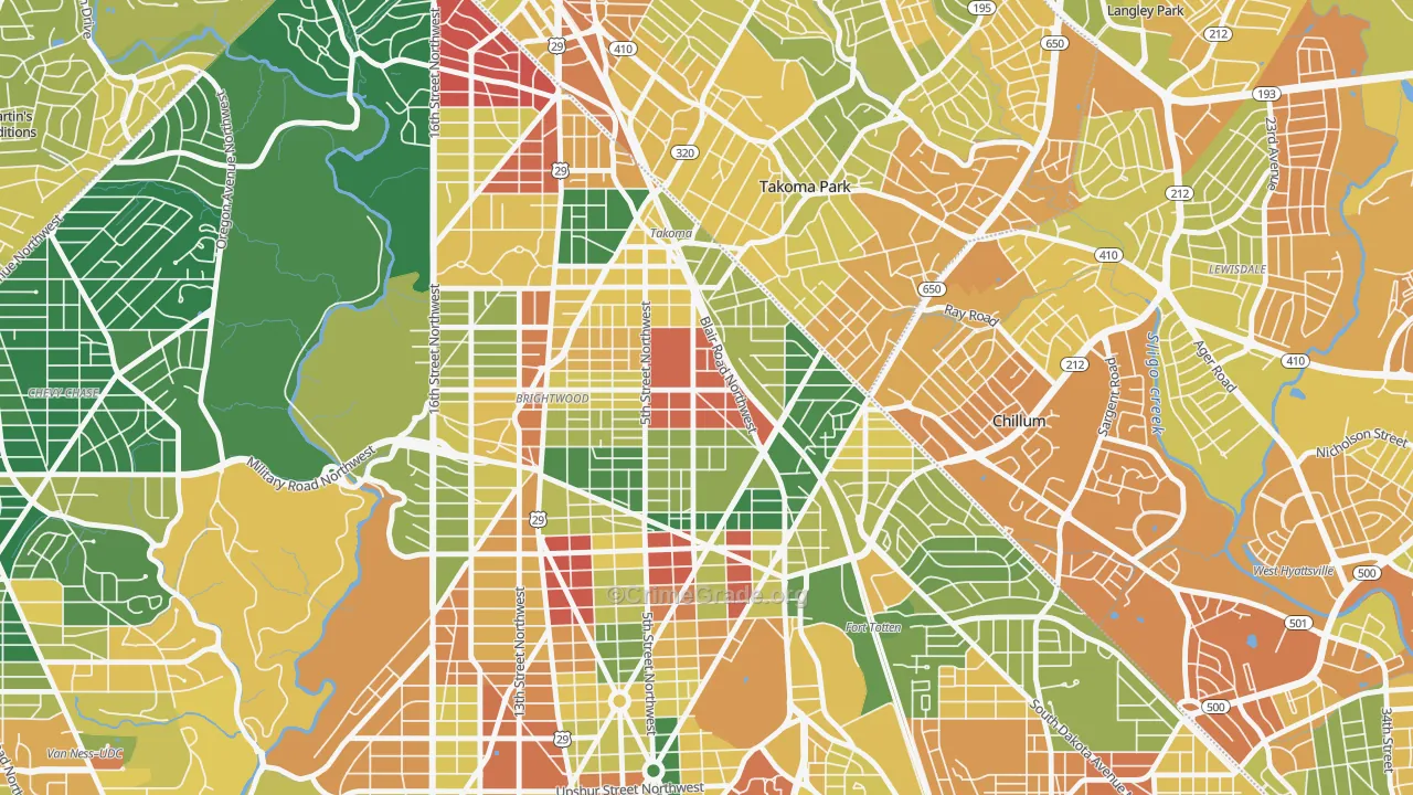 Fort Totten-Upper Northeast, Washington, DC Map of Vehicle Theft Rates