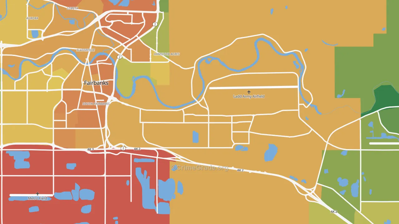 Fort Wainwright, AK Map of Vehicle Theft Rates