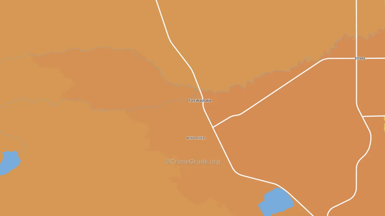 Fort Washakie, WY Map of Vehicle Theft Rates