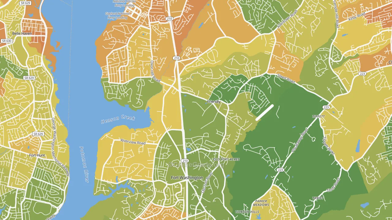 Fort Washington, MD Map of Vehicle Theft Rates