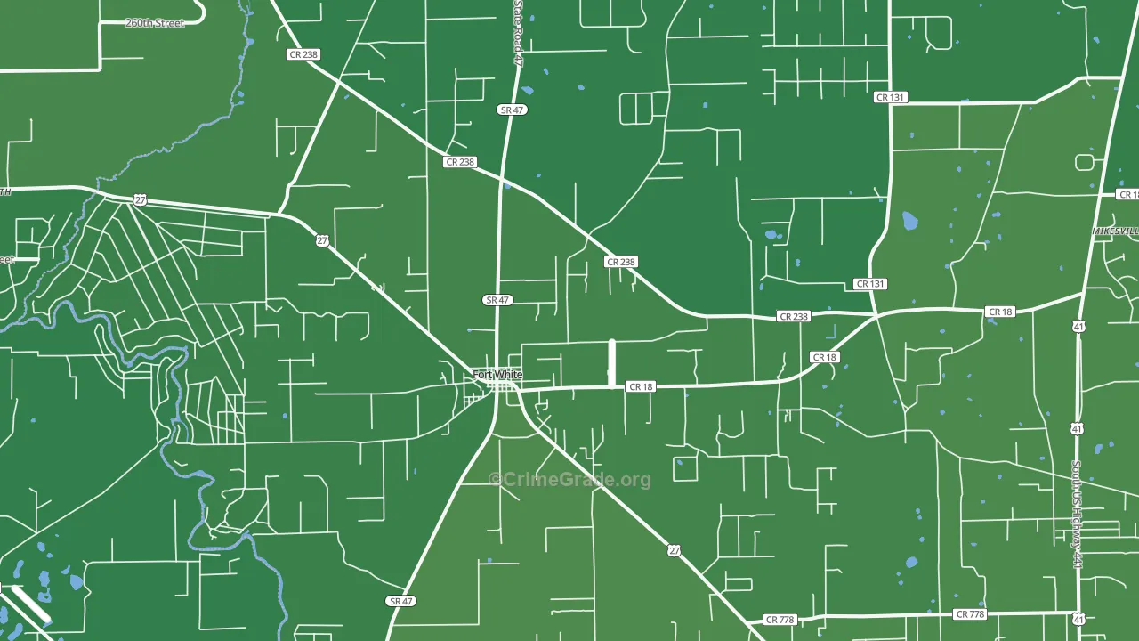 Fort White, FL Map of Vehicle Theft Rates