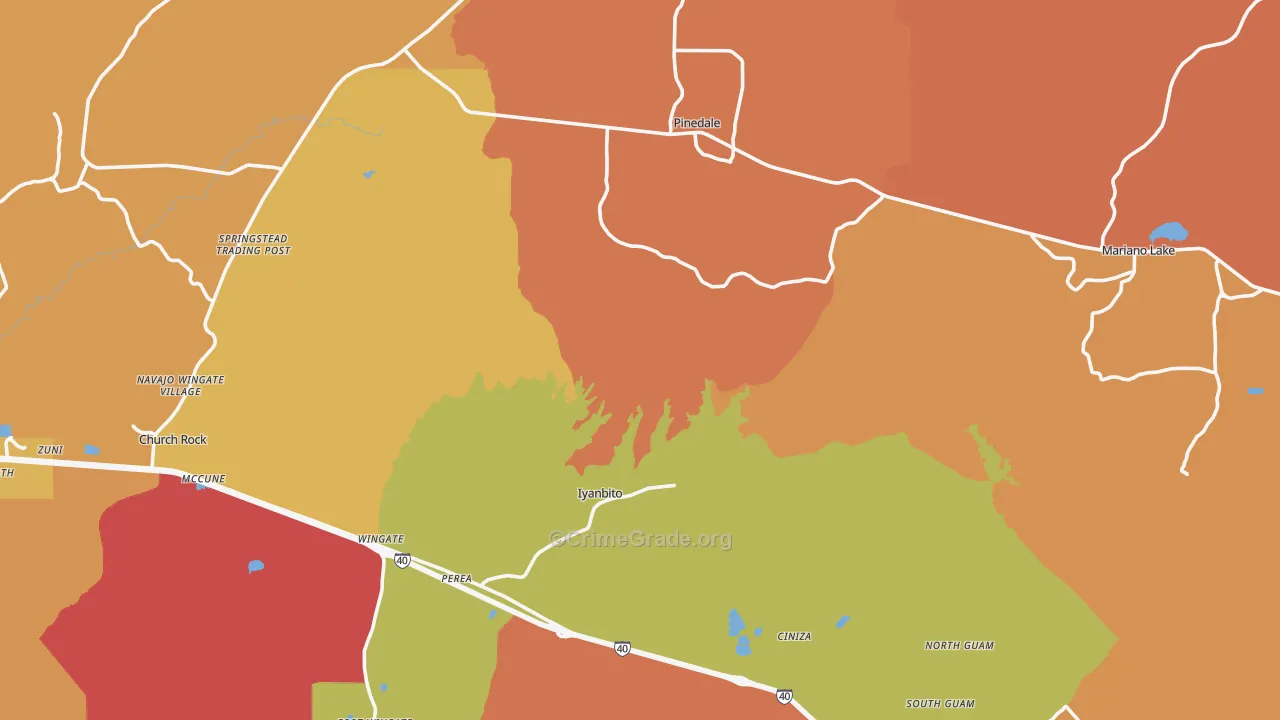 Fort Wingate, NM Map of Vehicle Theft Rates