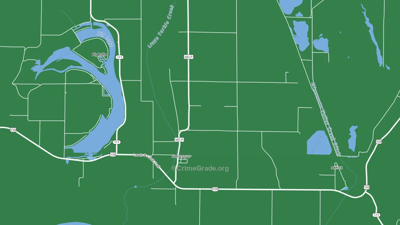 Fortescue, MO Map of Vehicle Theft Rates