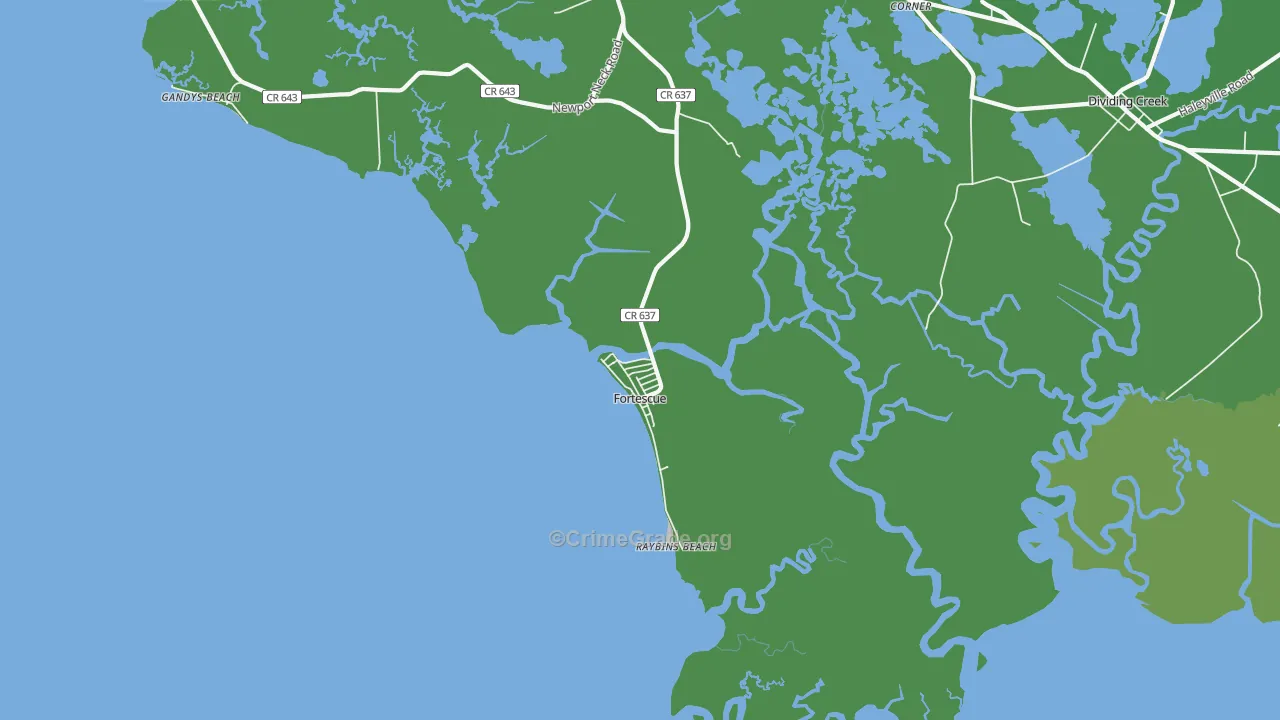 Fortescue, NJ Map of Vehicle Theft Rates