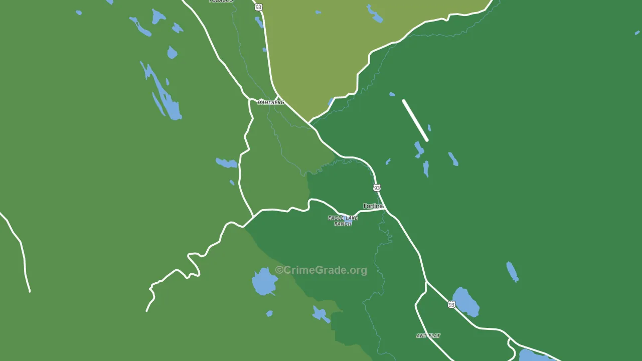 Fortine, MT Map of Vehicle Theft Rates