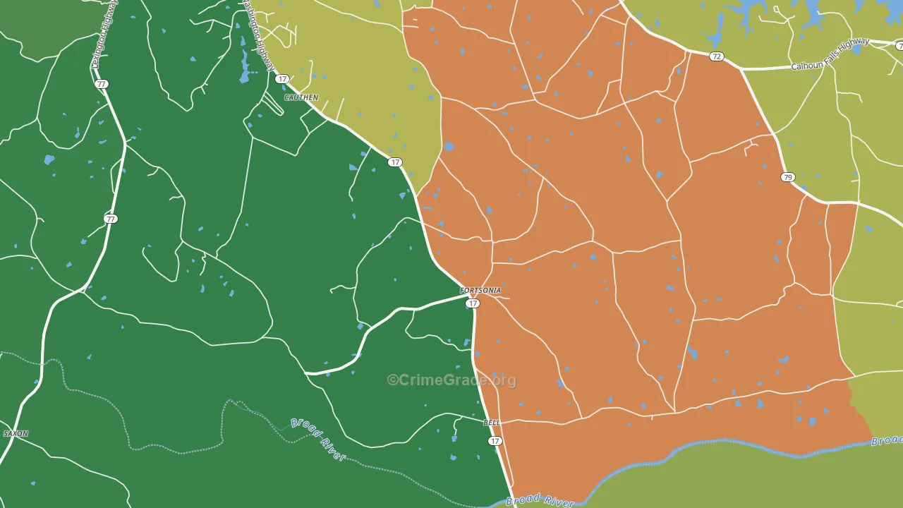 Fortsonia, GA Map of Vehicle Theft Rates