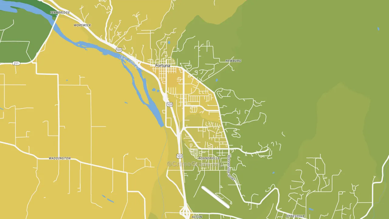 Fortuna, CA Map of Vehicle Theft Rates