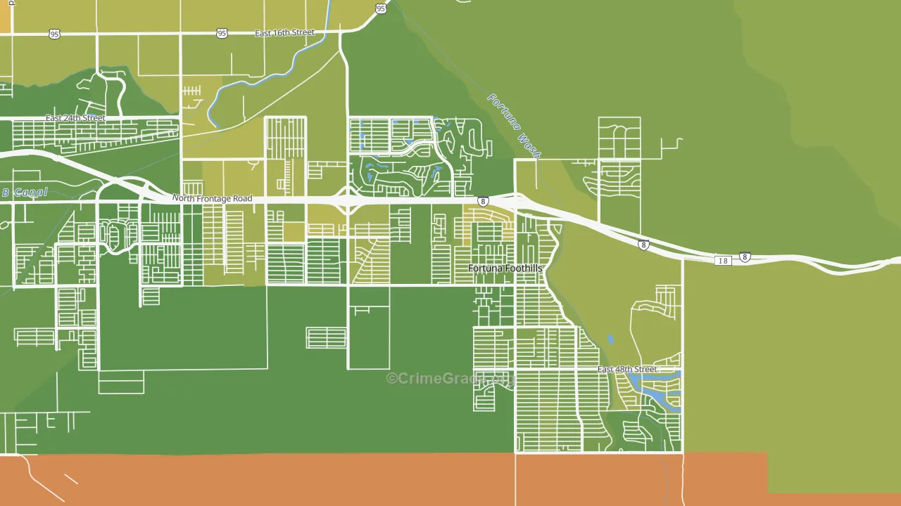 Fortuna Foothills, AZ Map of Vehicle Theft Rates