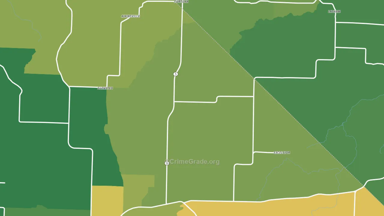 Fortuna, MO Map of Vehicle Theft Rates