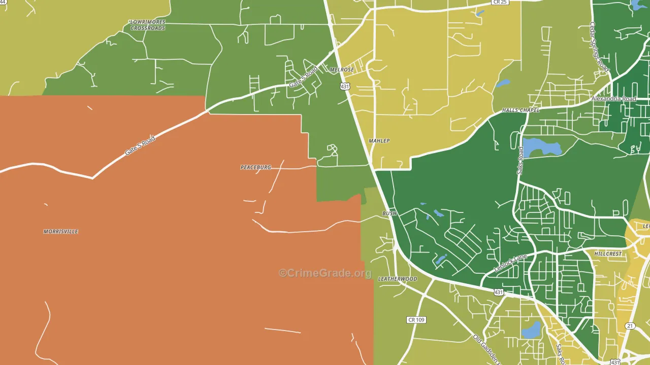 Fosheeton, AL Map of Vehicle Theft Rates