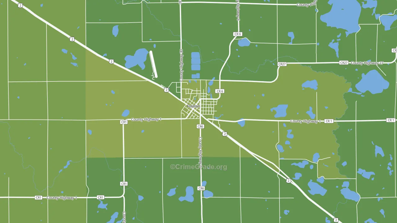 Fosston, MN Map of Vehicle Theft Rates