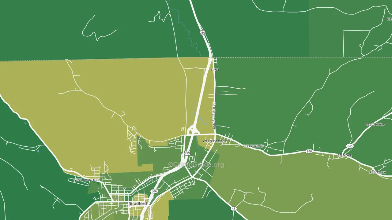 Foster Brook, PA Map of Vehicle Theft Rates