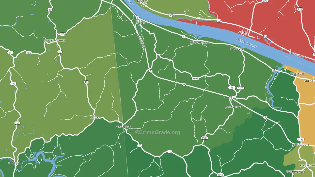 Foster, KY Map of Vehicle Theft Rates