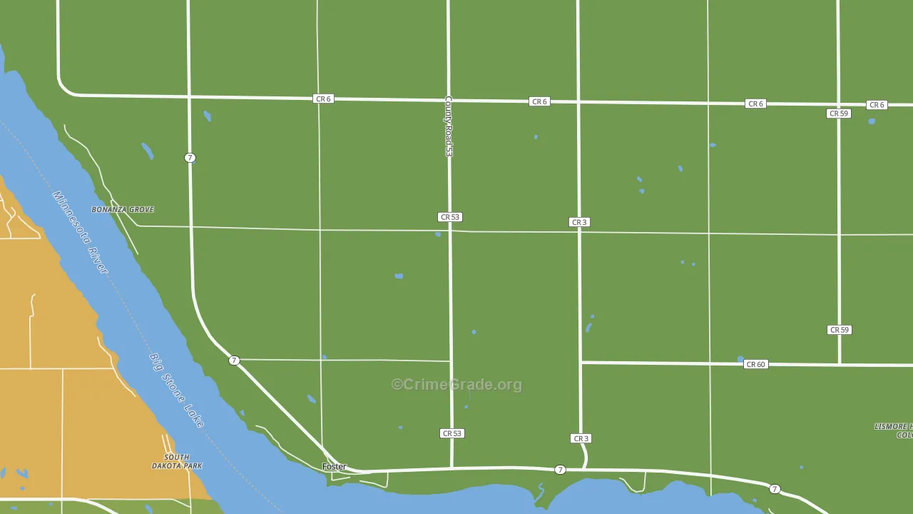 Foster, MN Map of Vehicle Theft Rates