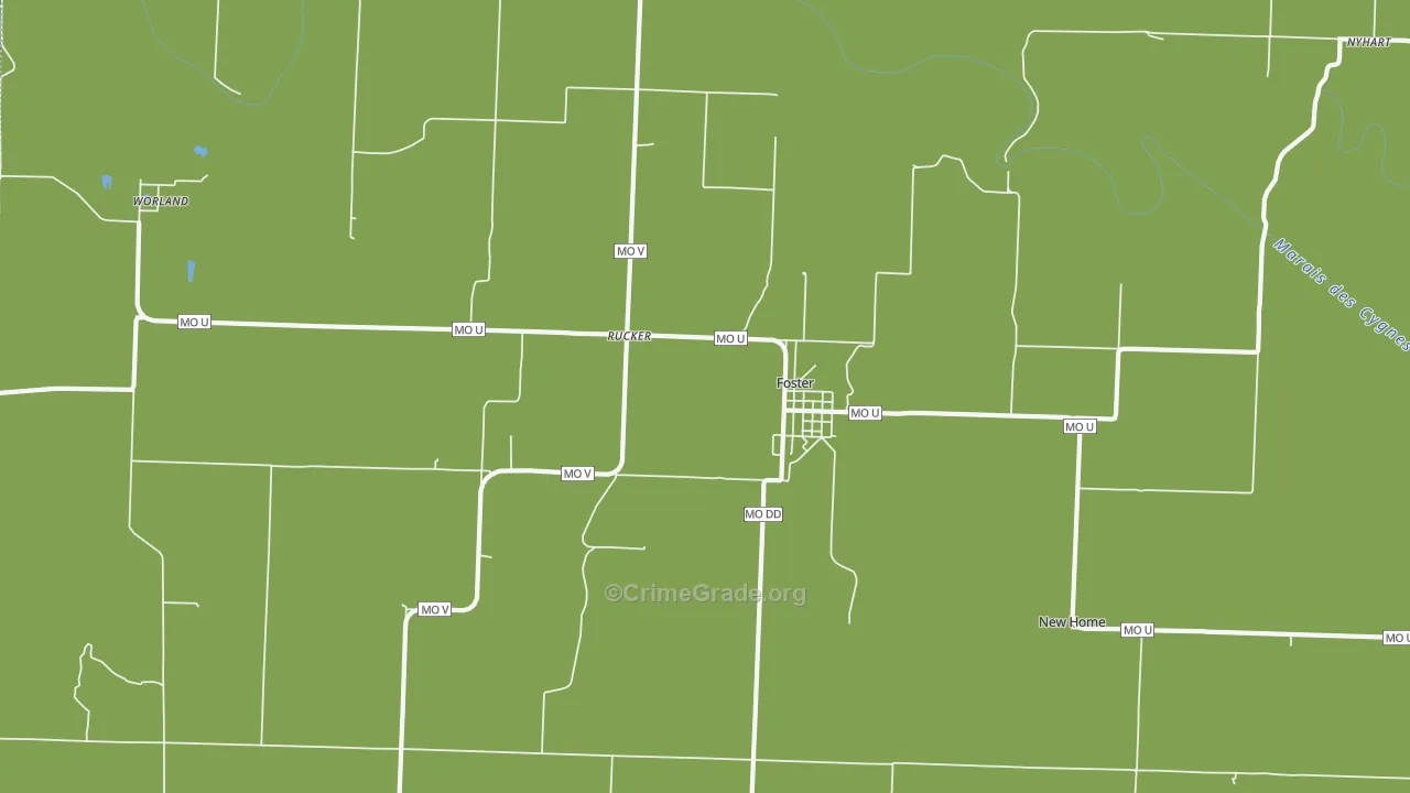 Foster, MO Map of Vehicle Theft Rates