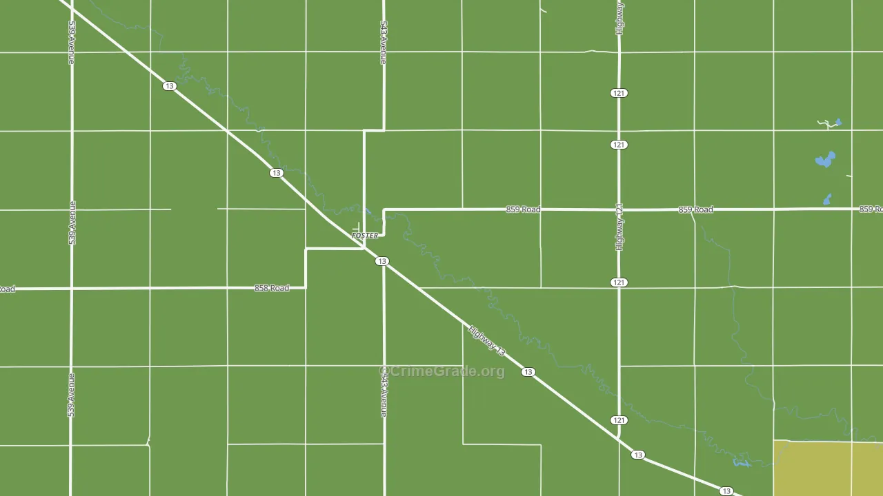 Foster, NE Map of Vehicle Theft Rates