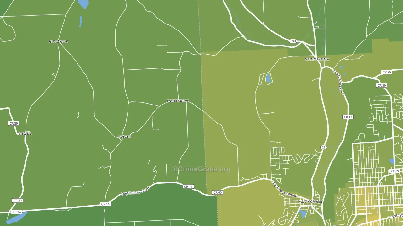 Foster, NY Map of Vehicle Theft Rates