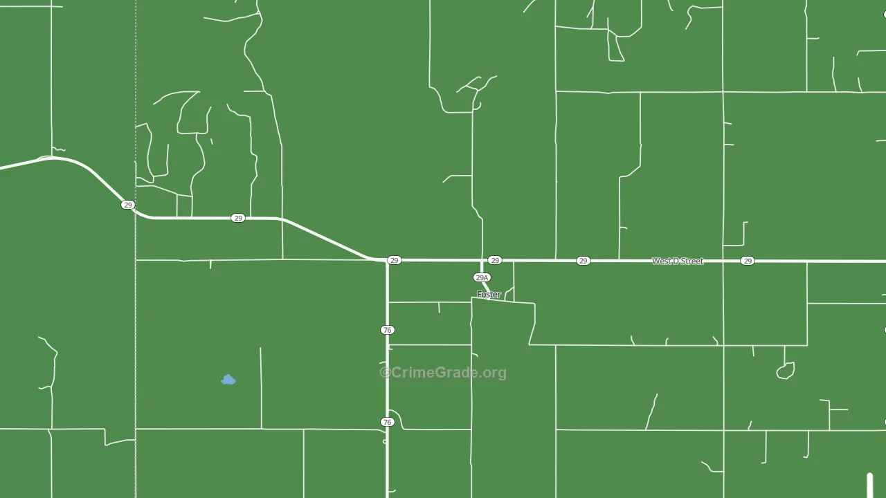 Foster, OK Map of Vehicle Theft Rates