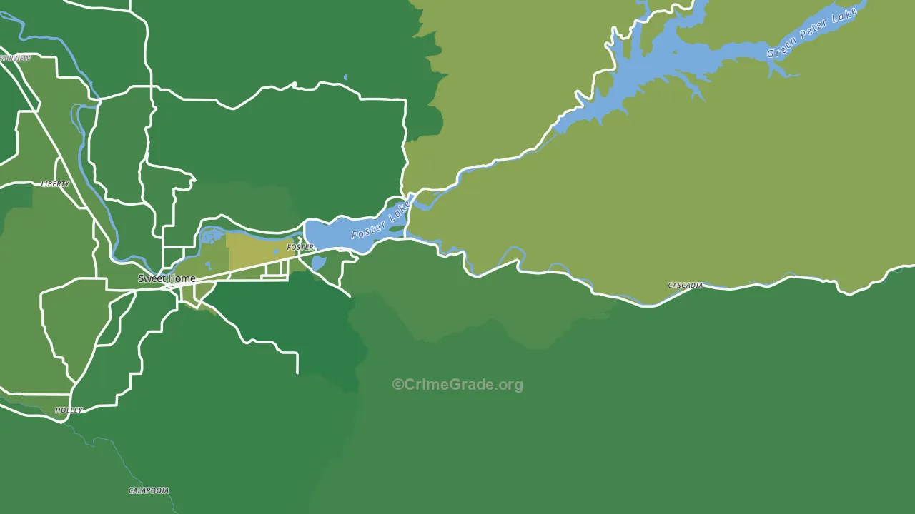 Foster, OR Map of Vehicle Theft Rates