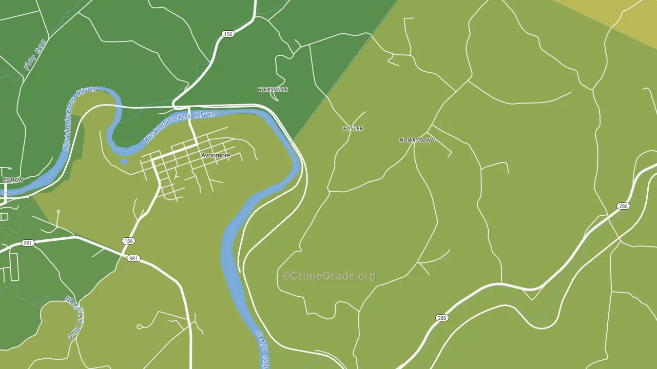 Foster, PA Map of Vehicle Theft Rates