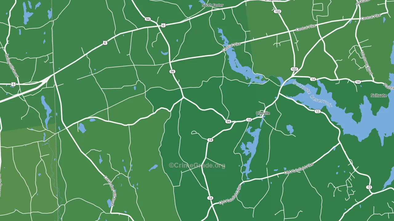 Foster, RI Map of Vehicle Theft Rates