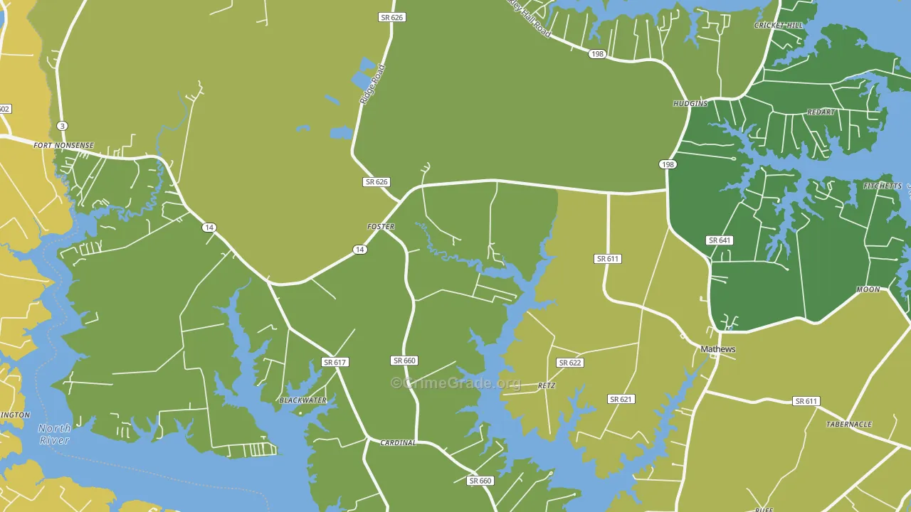 Foster, VA Map of Vehicle Theft Rates