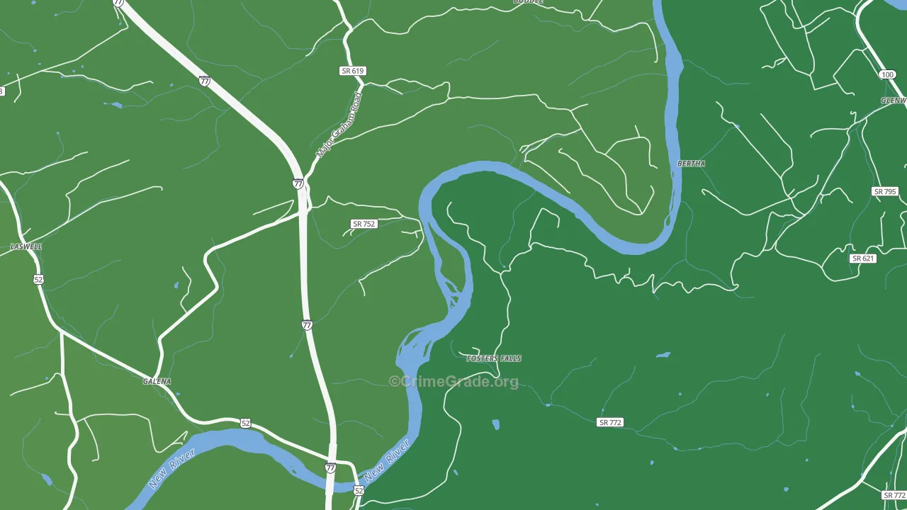 Fosters Falls, VA Map of Vehicle Theft Rates