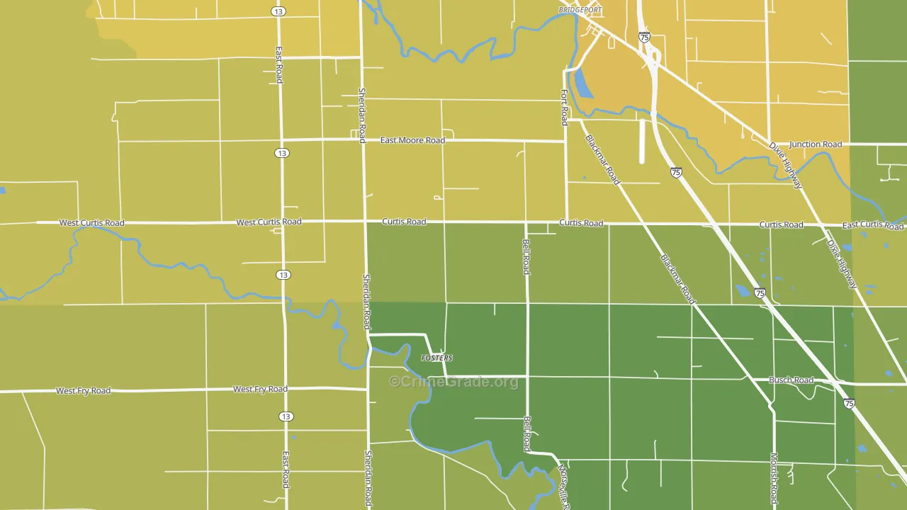 Fosters, MI Map of Vehicle Theft Rates