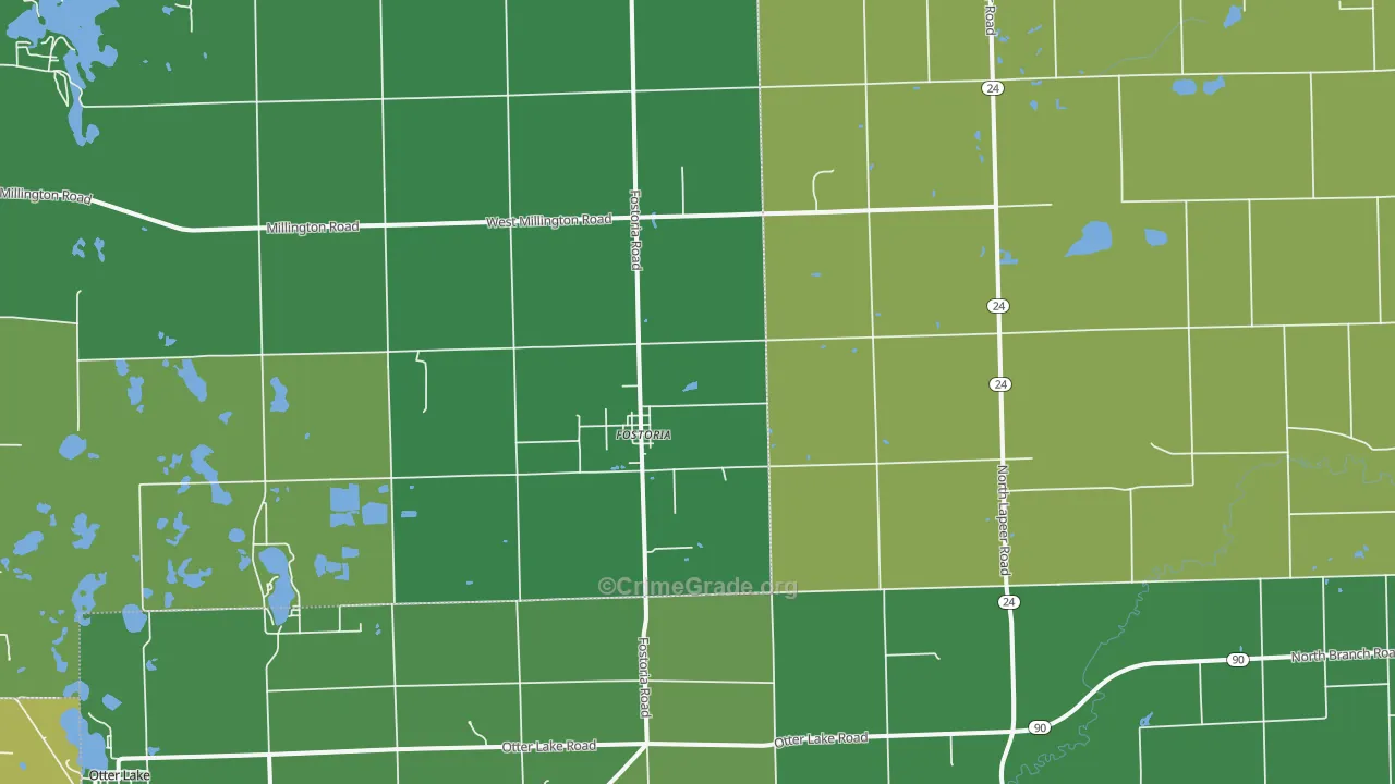Fostoria, MI Map of Vehicle Theft Rates