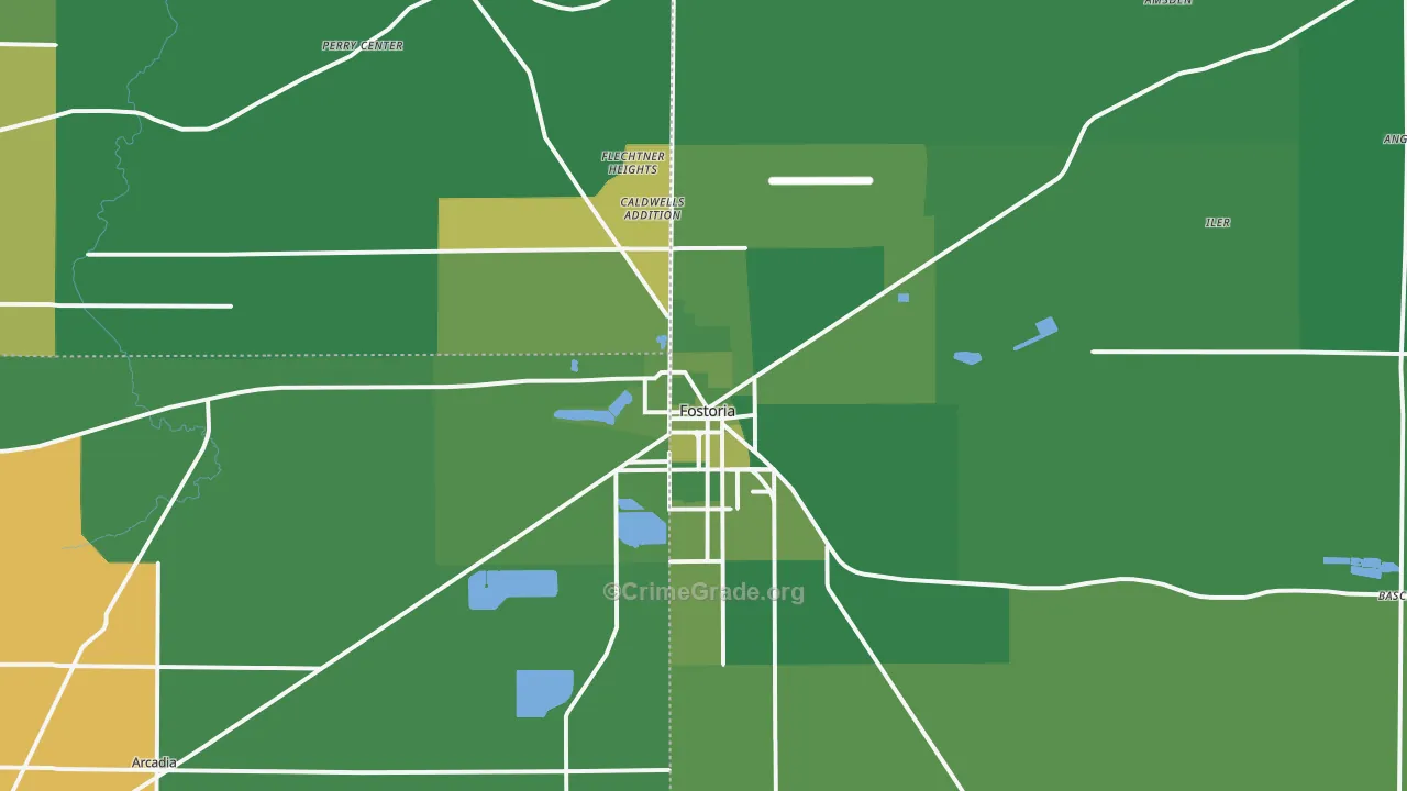 Fostoria, OH Map of Vehicle Theft Rates