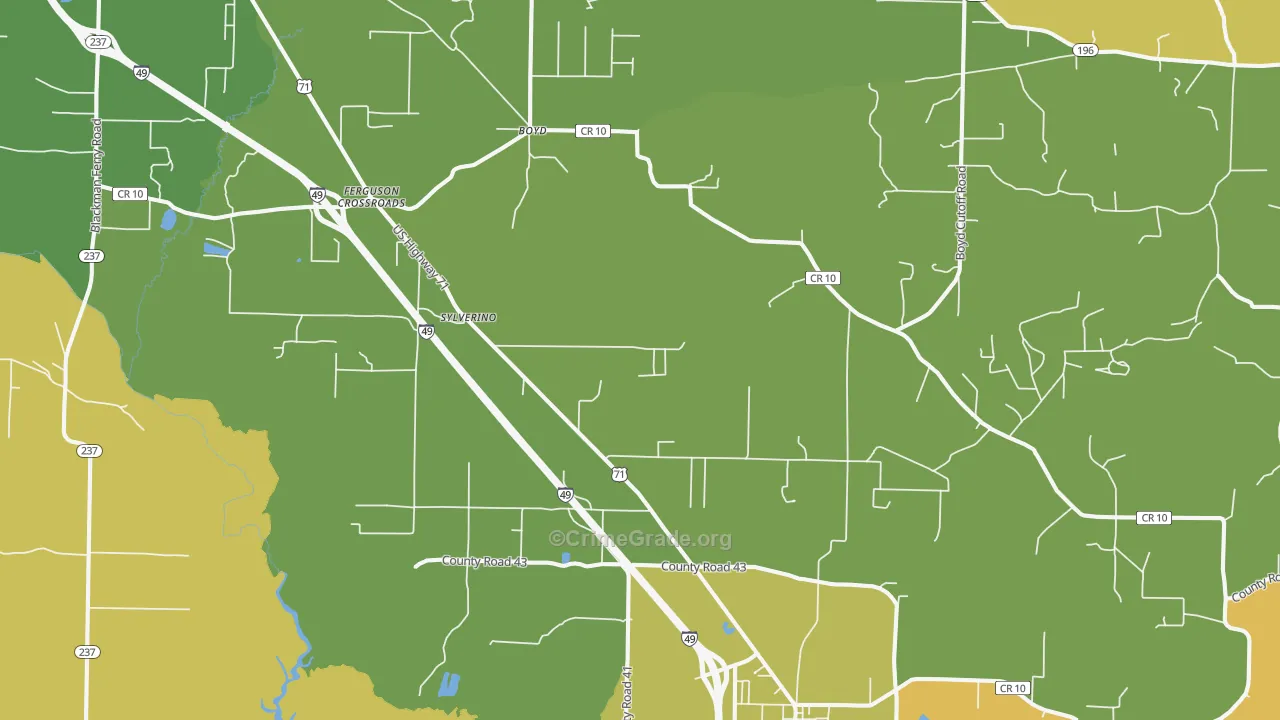 Fouke, AR Map of Vehicle Theft Rates