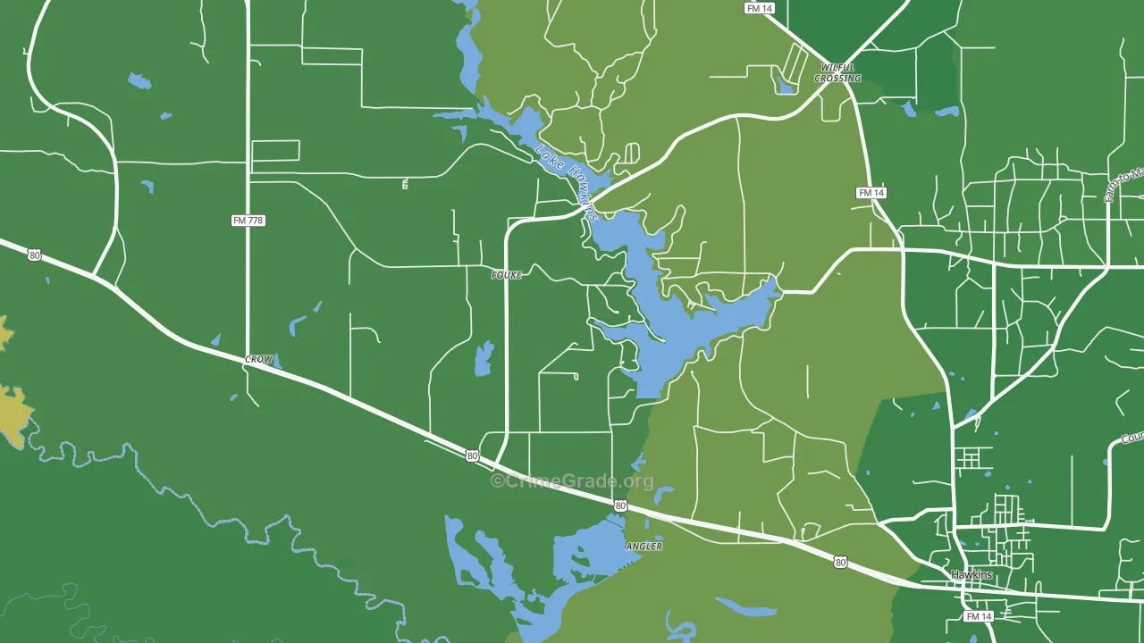 Fouke, TX Map of Vehicle Theft Rates