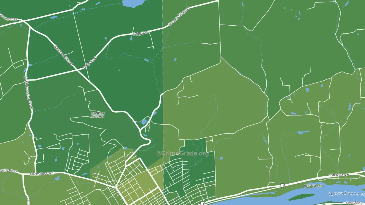 Foundryville, PA Map of Vehicle Theft Rates