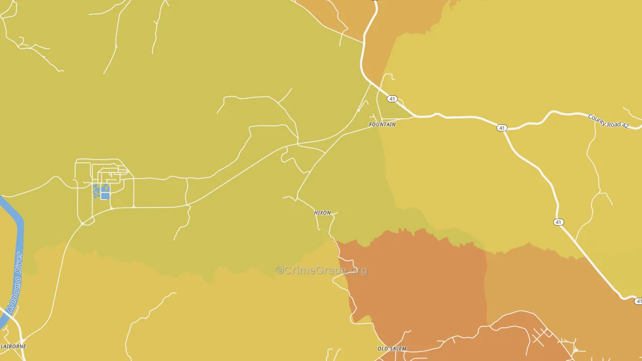 Fountain, AL Map of Vehicle Theft Rates