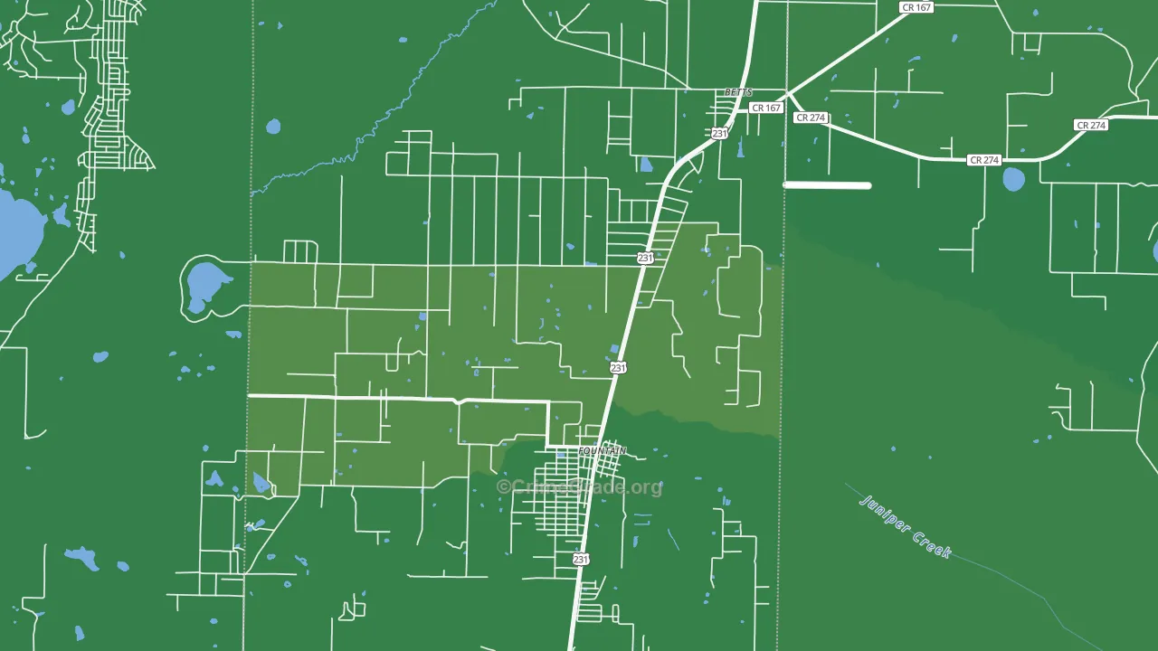Fountain, FL Map of Vehicle Theft Rates