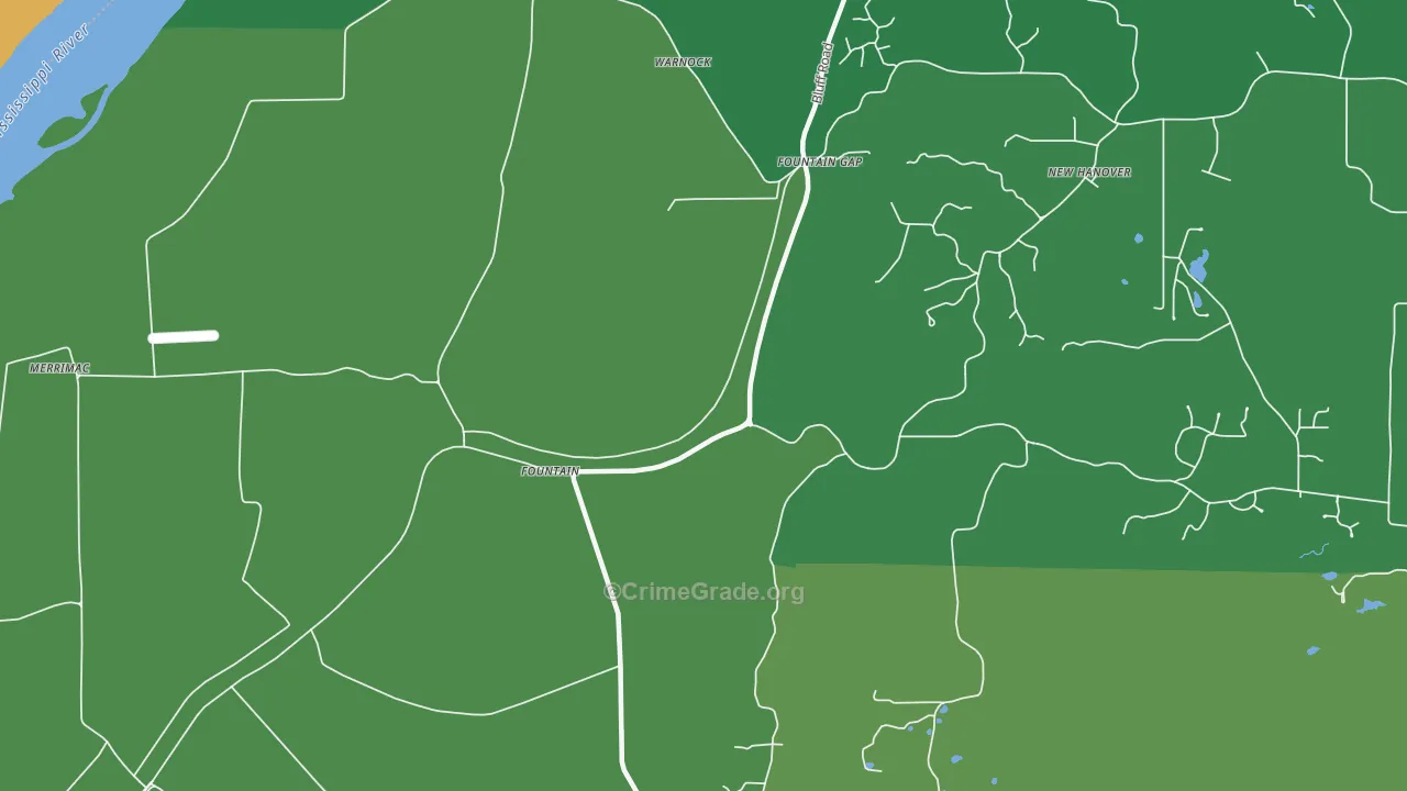 Fountain Gap, IL Map of Vehicle Theft Rates