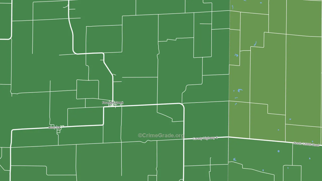 Fountain Green, IL Map of Vehicle Theft Rates